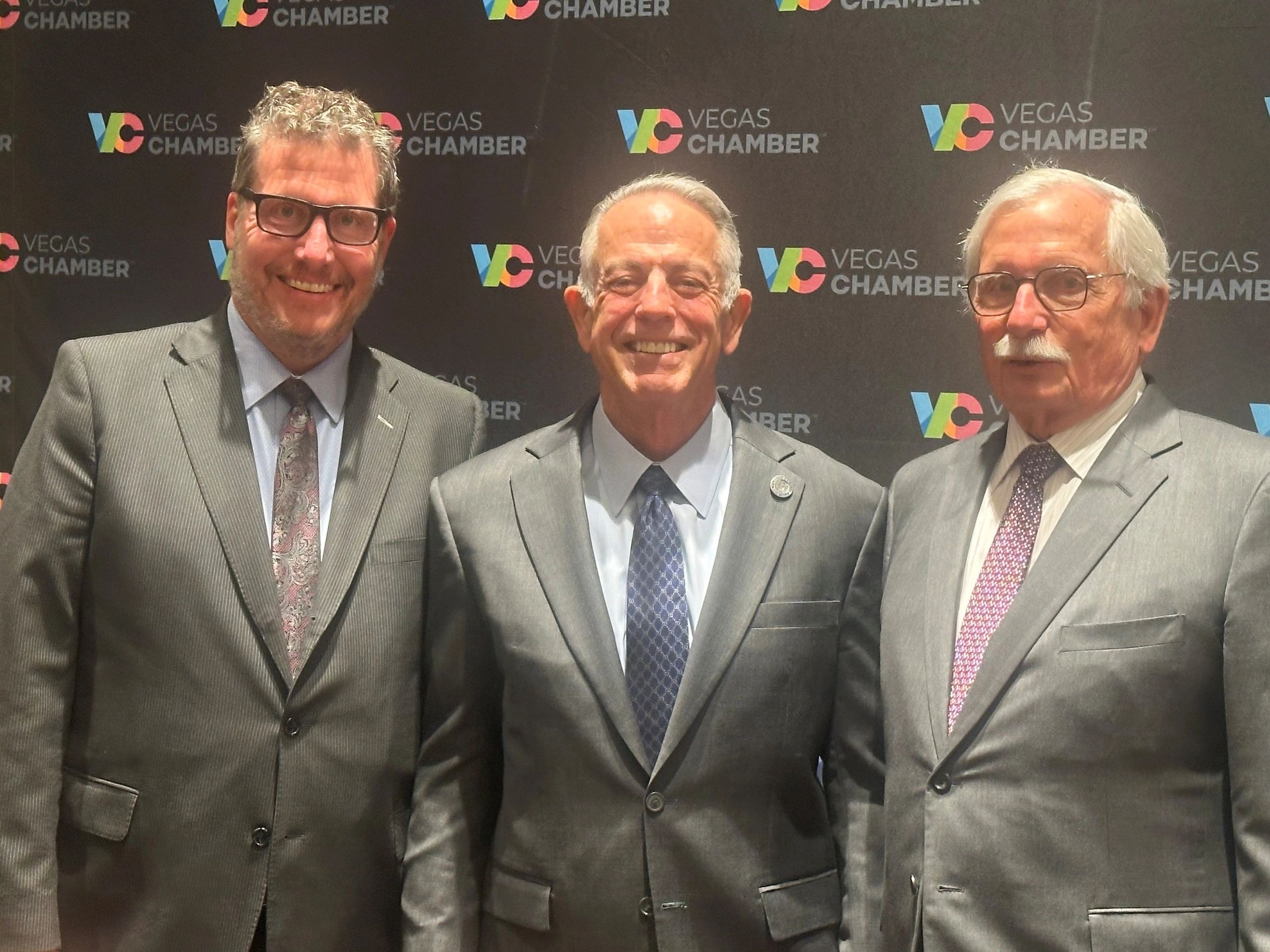 Jesse Wadhams and James Wadhams with Governor Lombardo at Vegas Chamber Preview